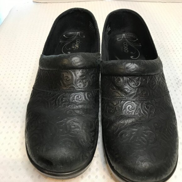 ABEO WOMENS FLORA BLACK LEATHER CLOGS SIZE 10 - Picture 1 of 8